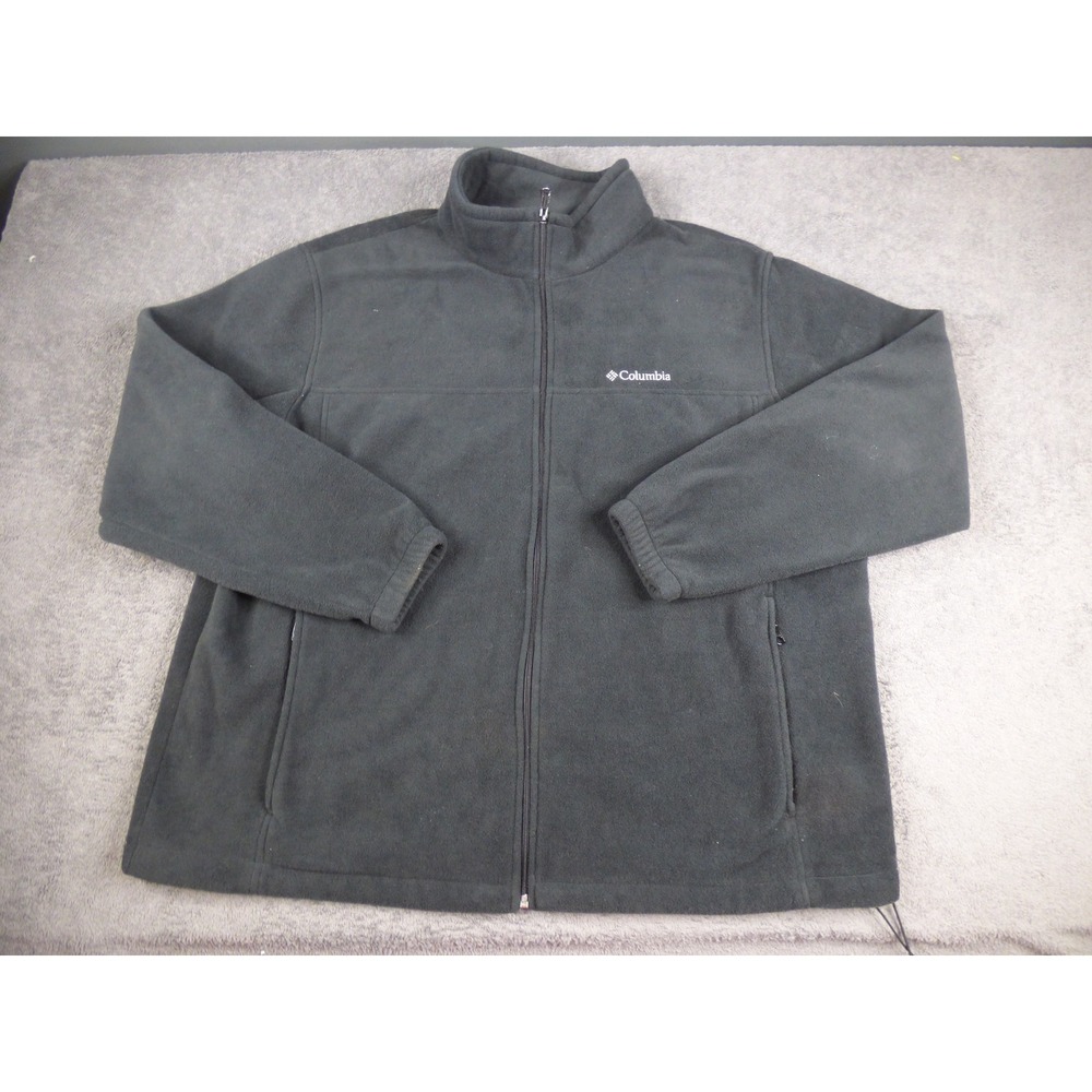 Columbia Mens Steens Mountain Full Zip Fleece Jacket Black XL Mock Neck Cinch